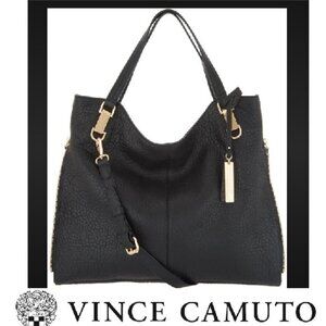 New w Tag $278 VINCE CAMUTO So Soft Black Lamb Leather Eliza Tote Shoulder Bag